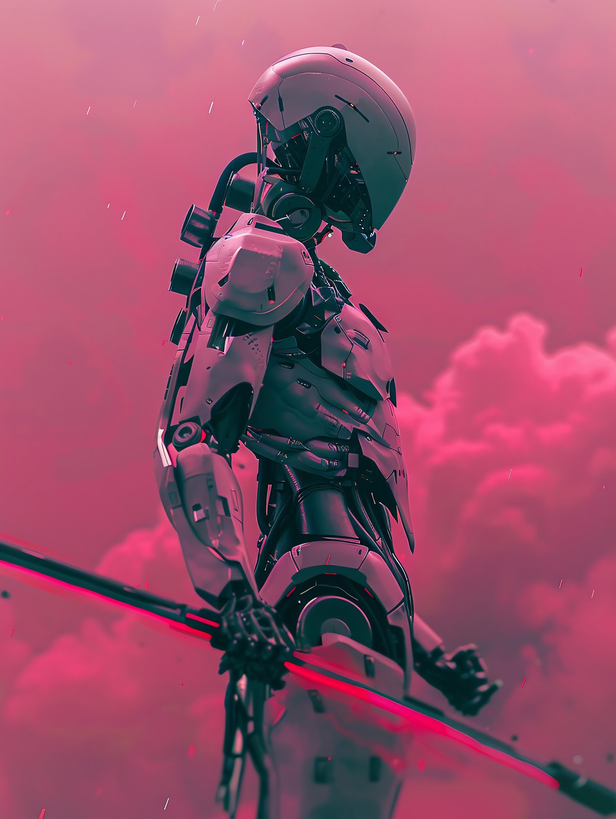 Cyberpunk Warrior Sci-Fi Robot Wall Art