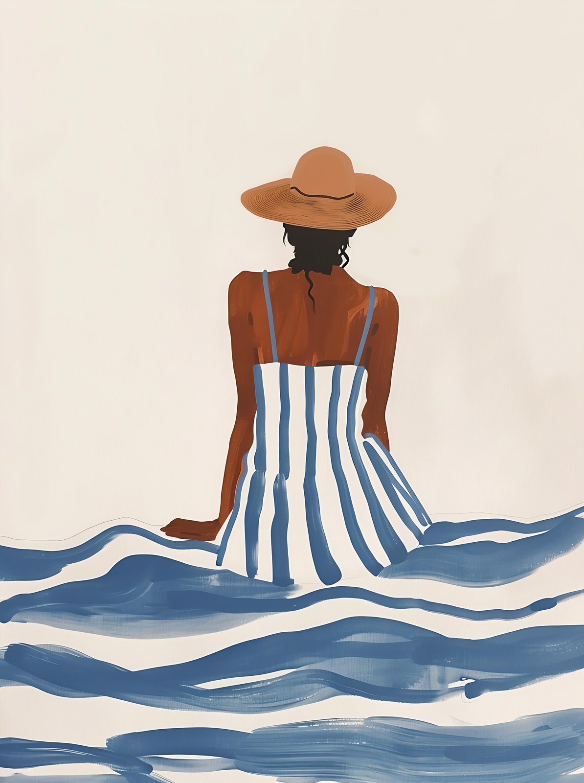 Summer Serenity: Beach Vibes Striped Dress Wall Art