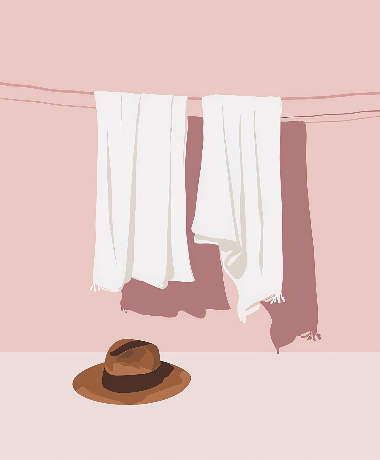 Minimalist Linen & Hat Wall Art