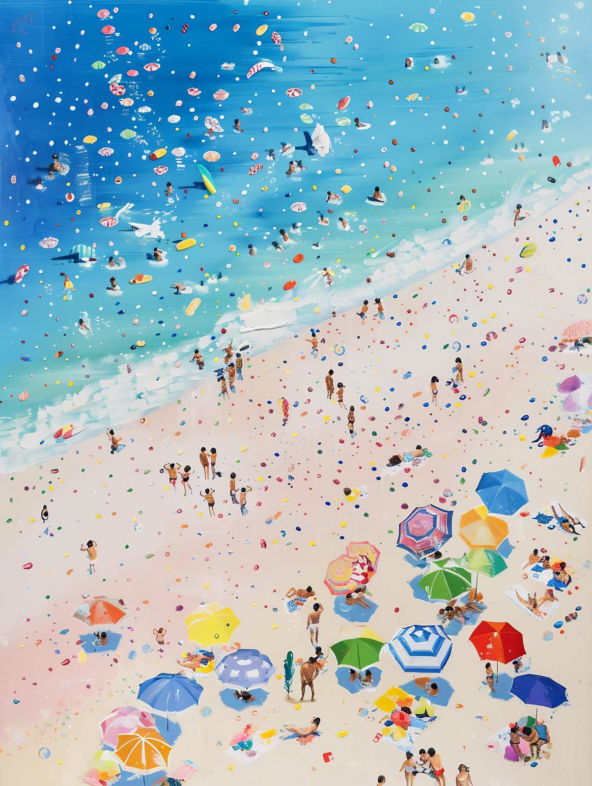 Vibrant Beach Day Lively Crowd Wall Art