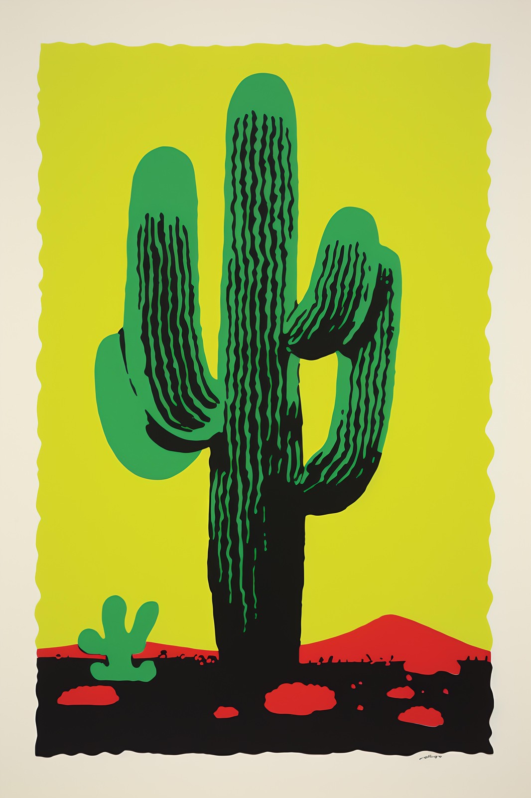 Bold Desert Cactus Yellow Wall Art