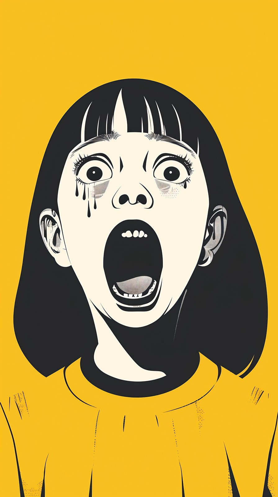 Screaming Girl Manga Style Wall Art