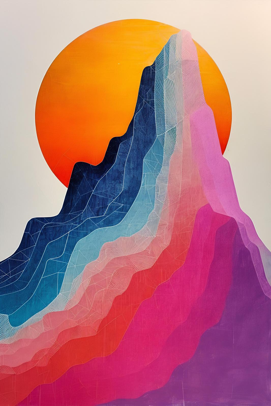 Vibrant Mountain Sunset Gradient Wall Art