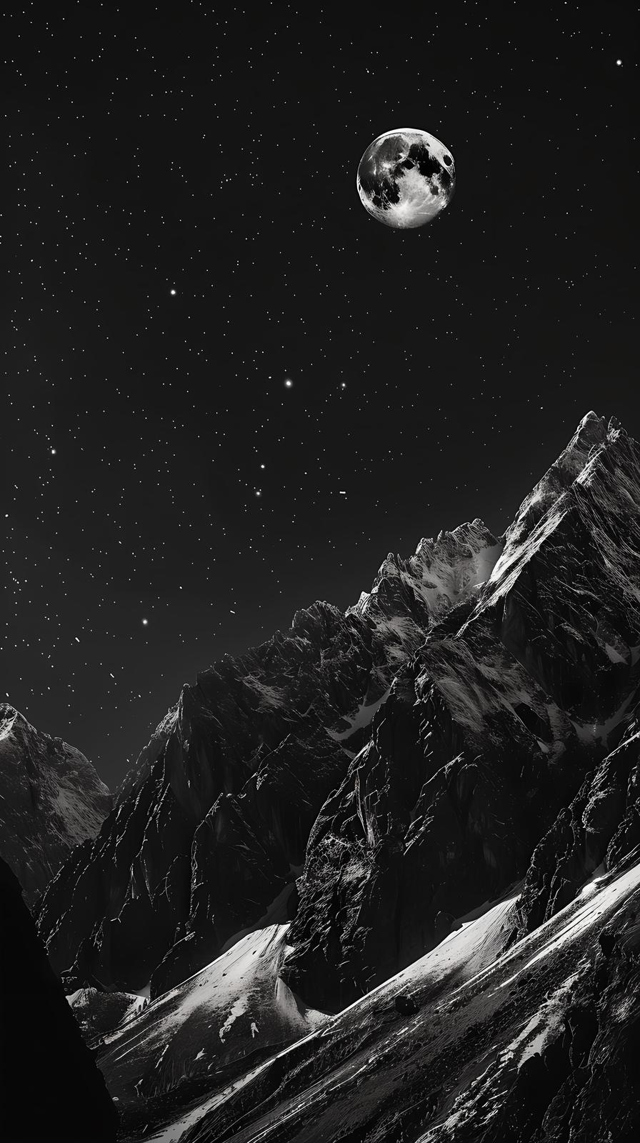 Lunar Mountain Majestic Night Wall Art