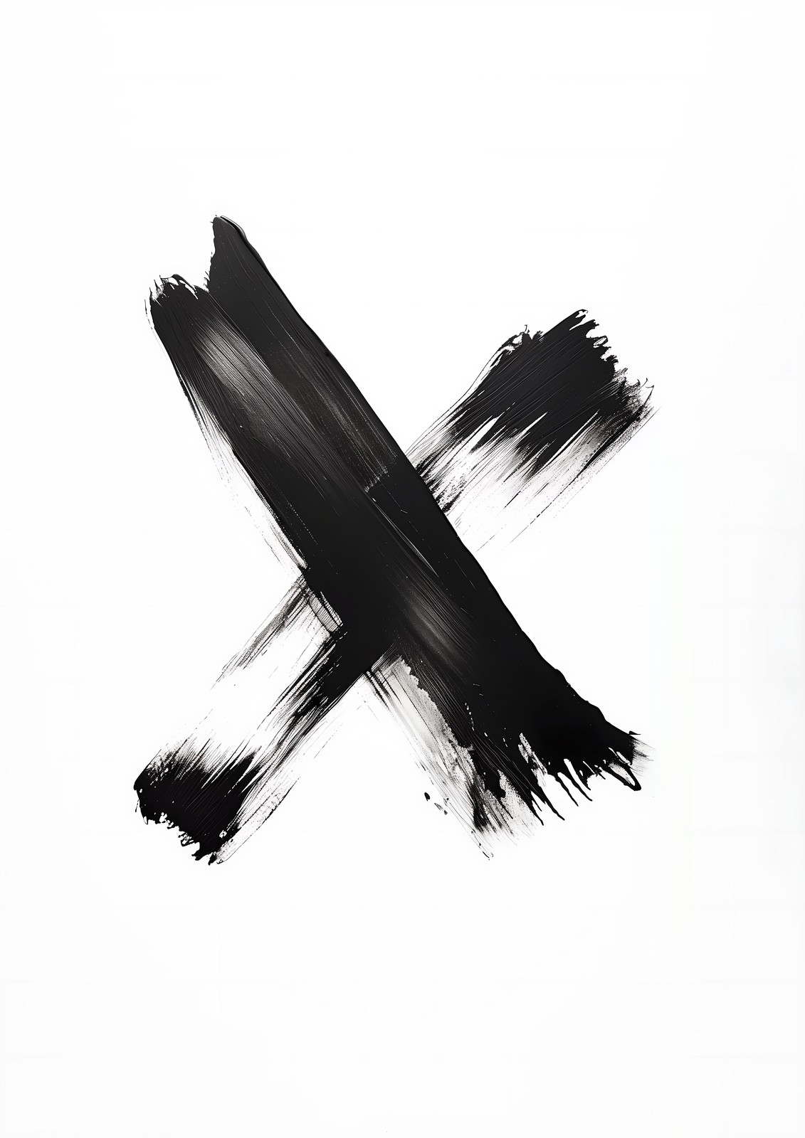 Bold Black X Brushstroke Wall Art