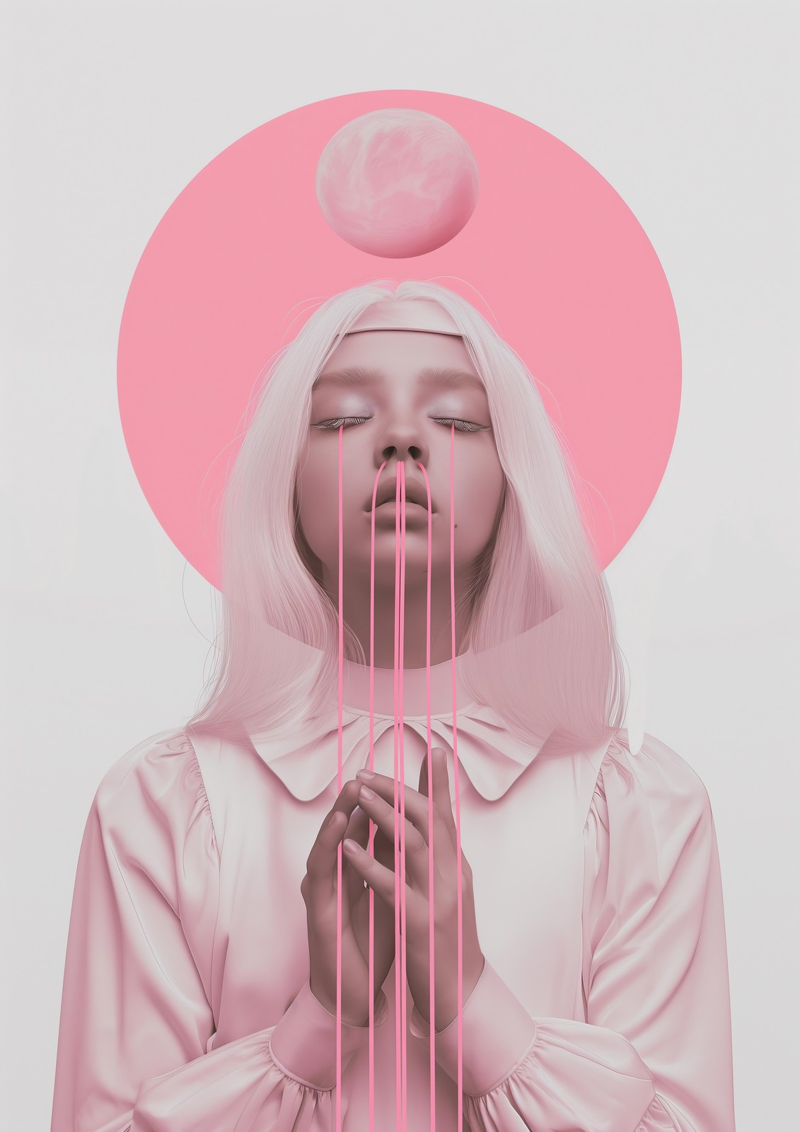 Dreamy Surreal Portrait Pink Aesthetic Wall Art
