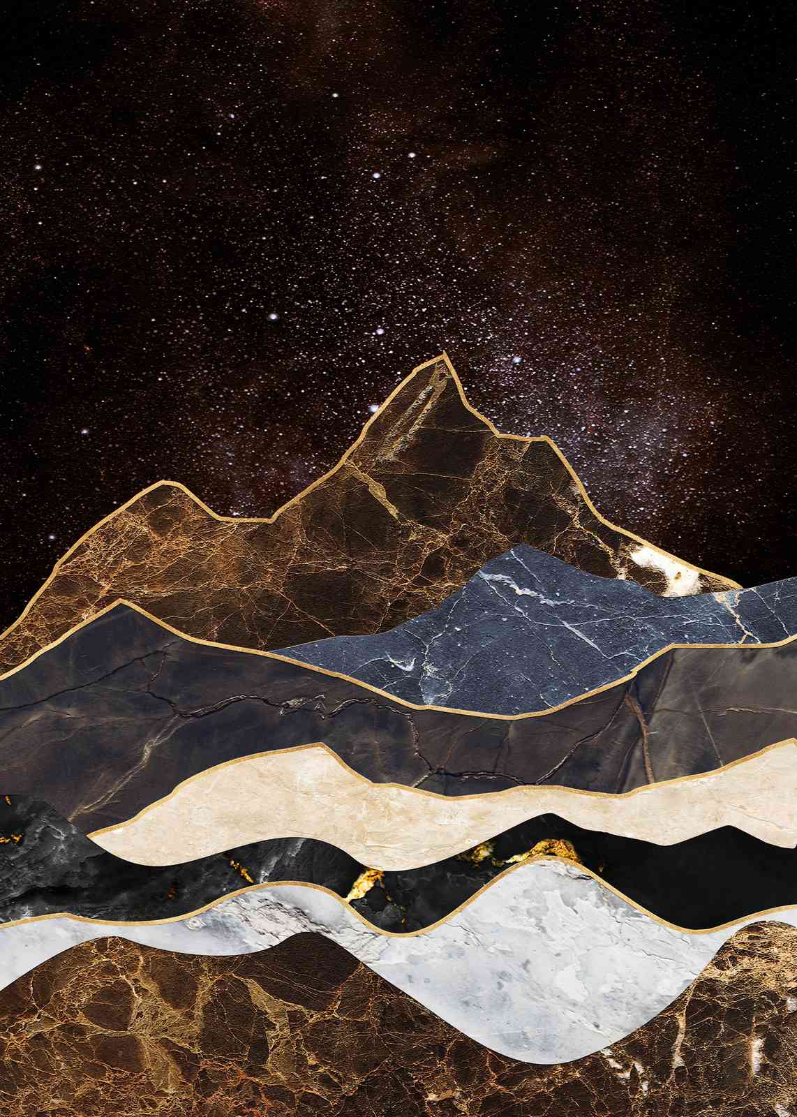 Luxury Marble Mountain Galaxy Wall Art