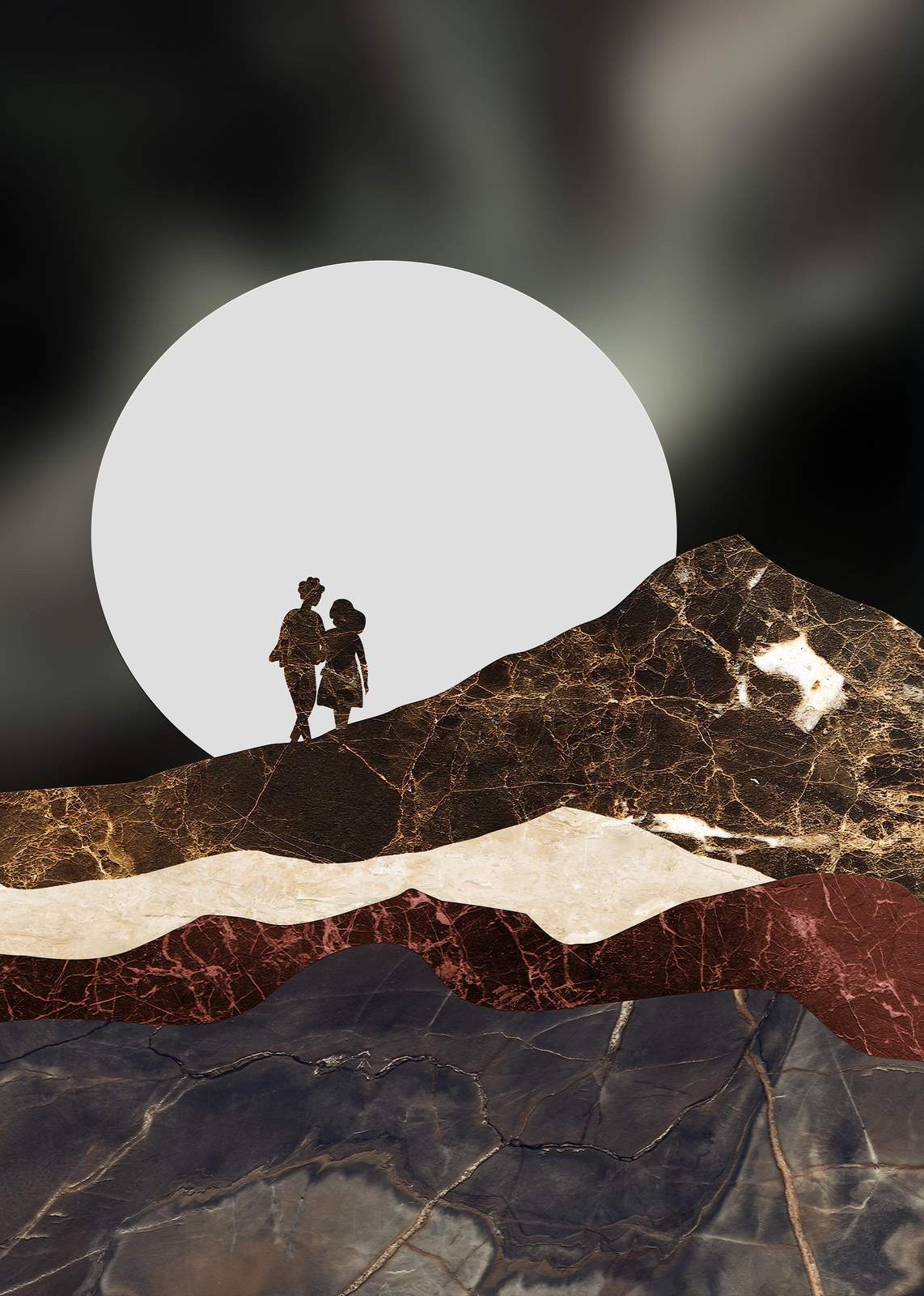 Couple's Journey Mountainscape Wall Art
