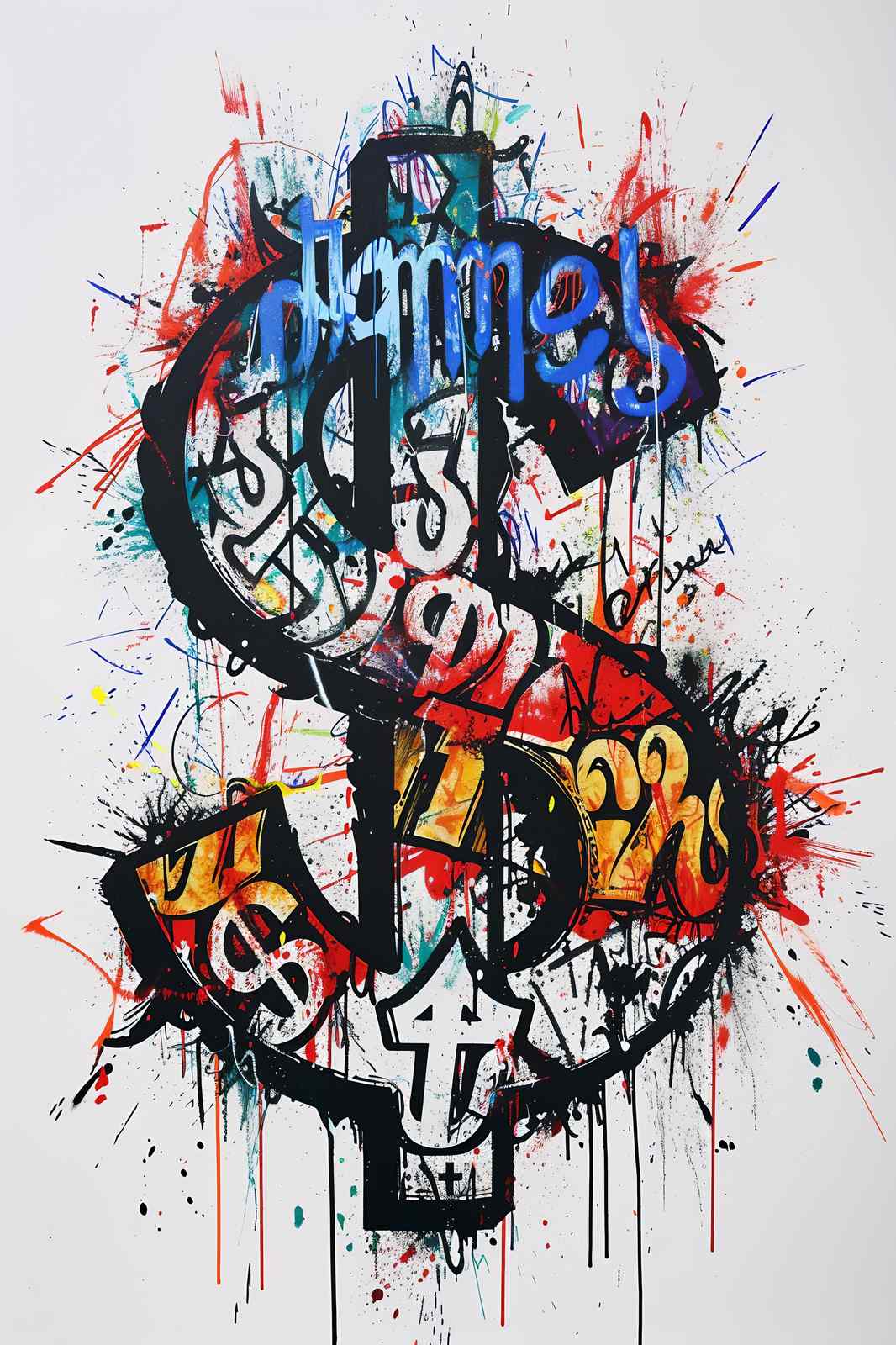 Bold Dollar Sign Graffiti Wall Art