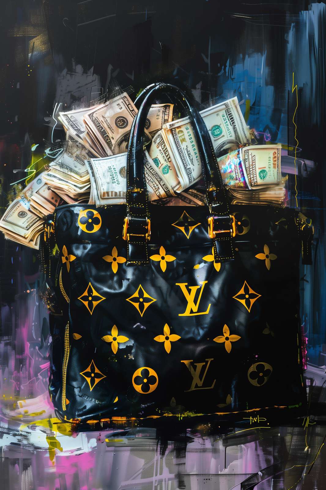 Money Bag Luxury Street Art Wall Art