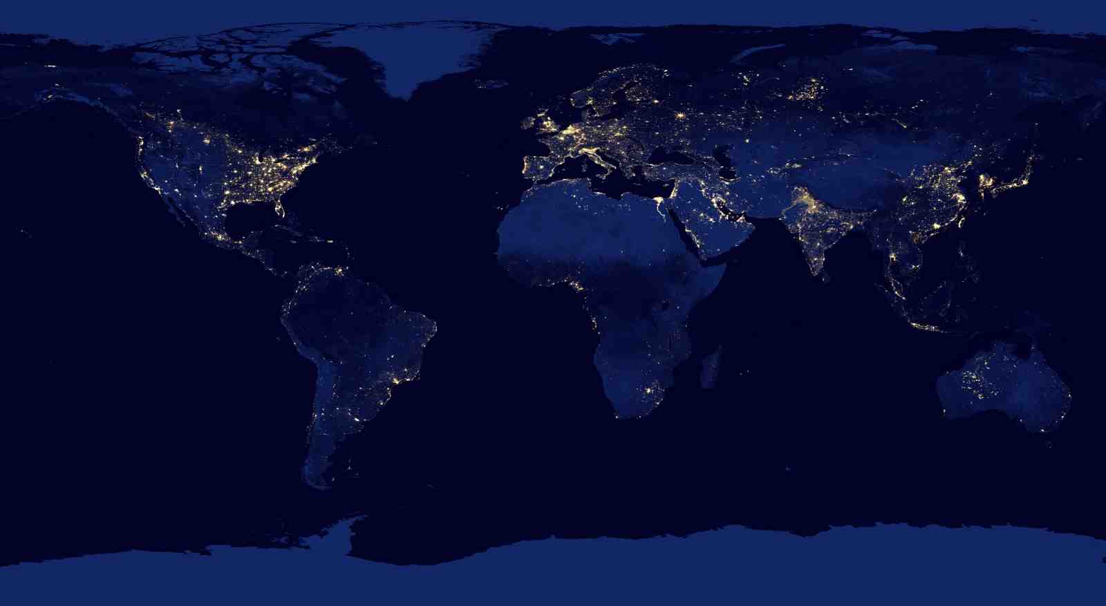 Earth at Night World Map Wall Art