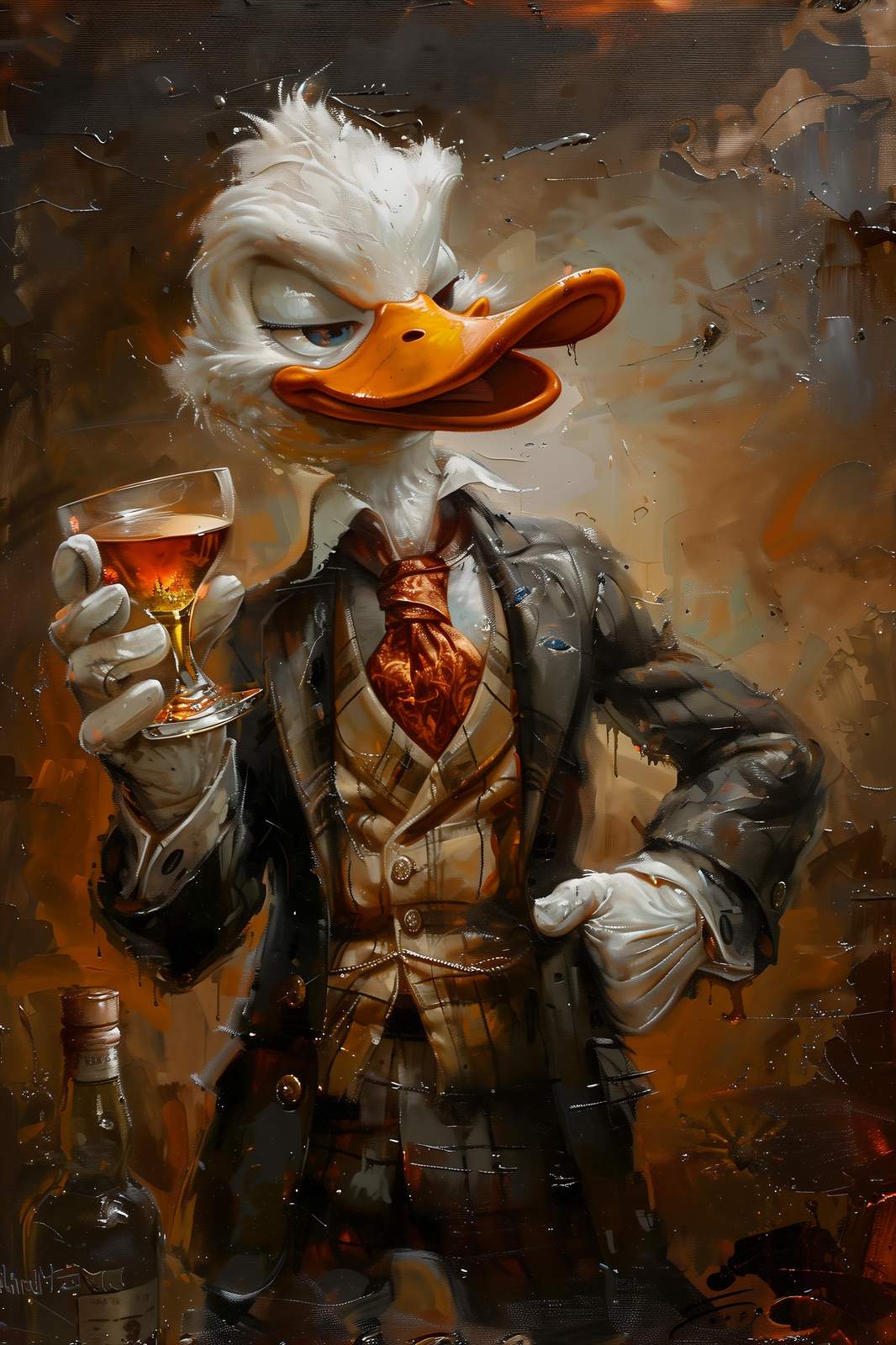 Dapper Duck Whiskey Portrait Wall Art