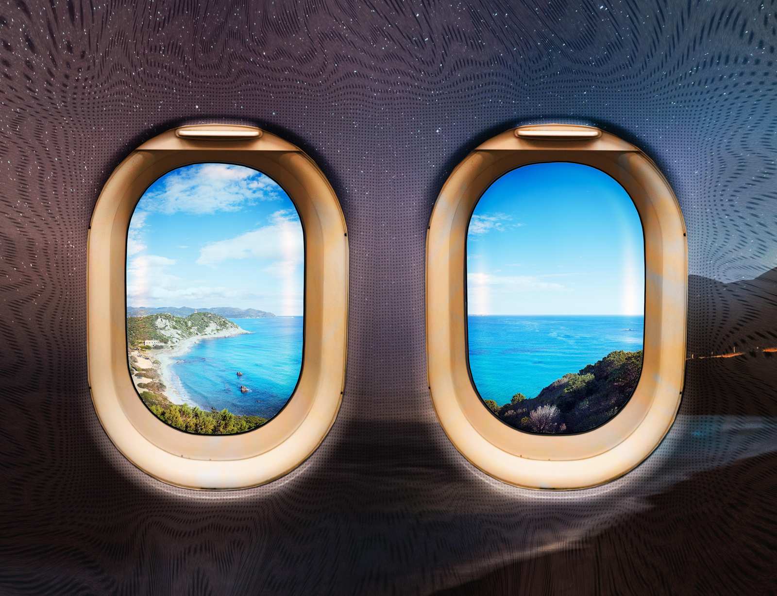 Dreamy Ocean Escape Double Window Wall Art