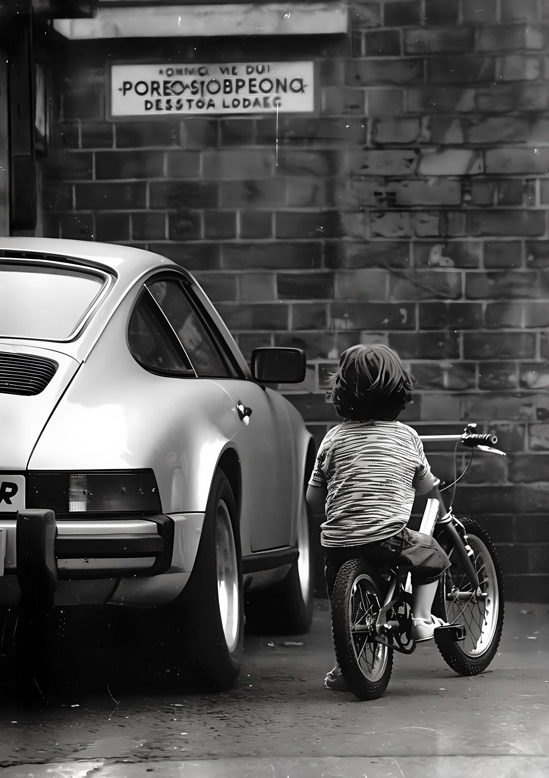 Childhood Dreams Porsche Bicycle Wall Art