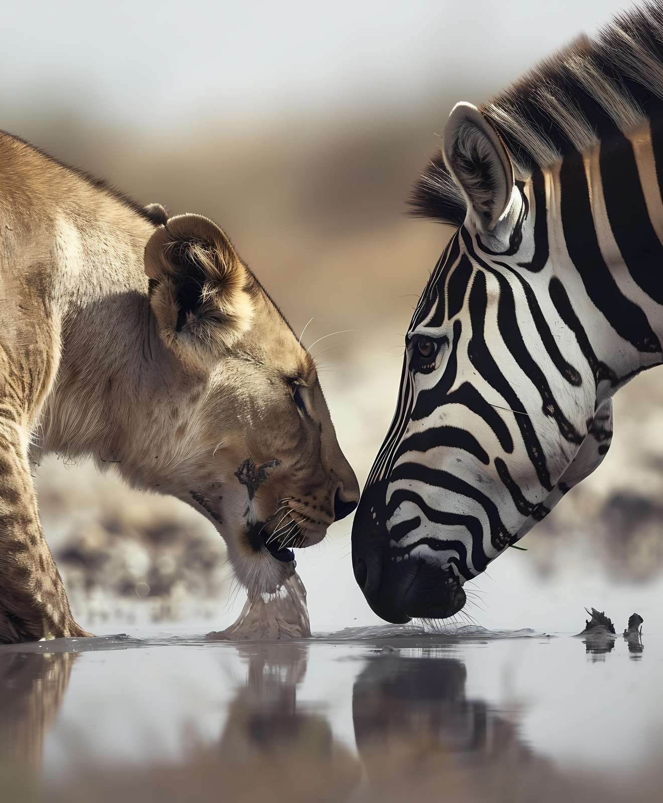 Lion & Zebra Oasis Harmony Wall Art