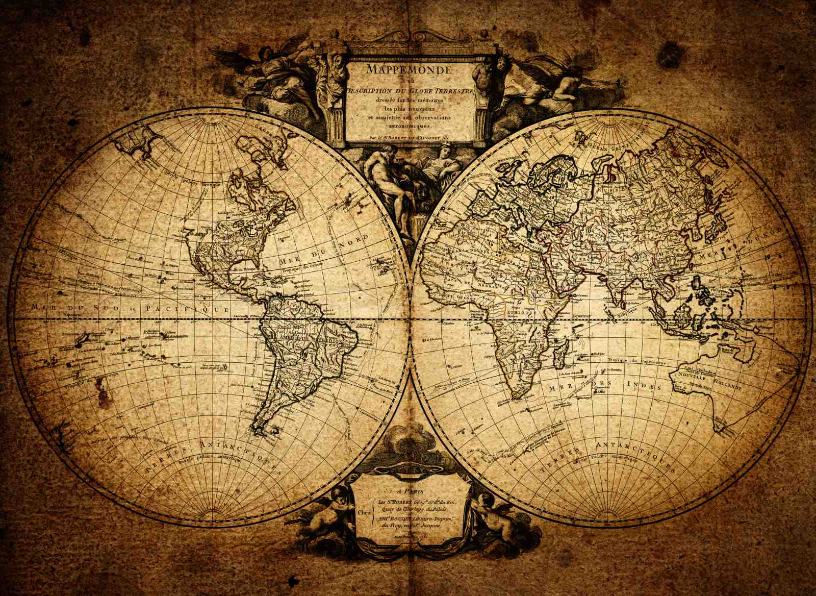 Vintage World Map Vintage Map Wall Art