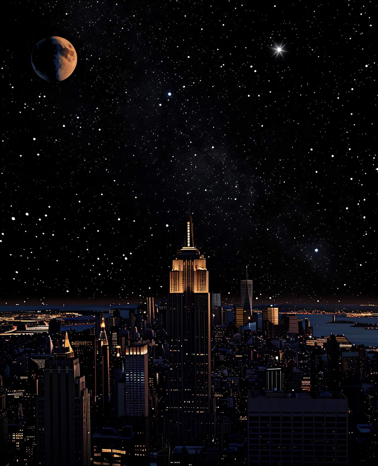NYC Empire State Under Stars Wall Art
