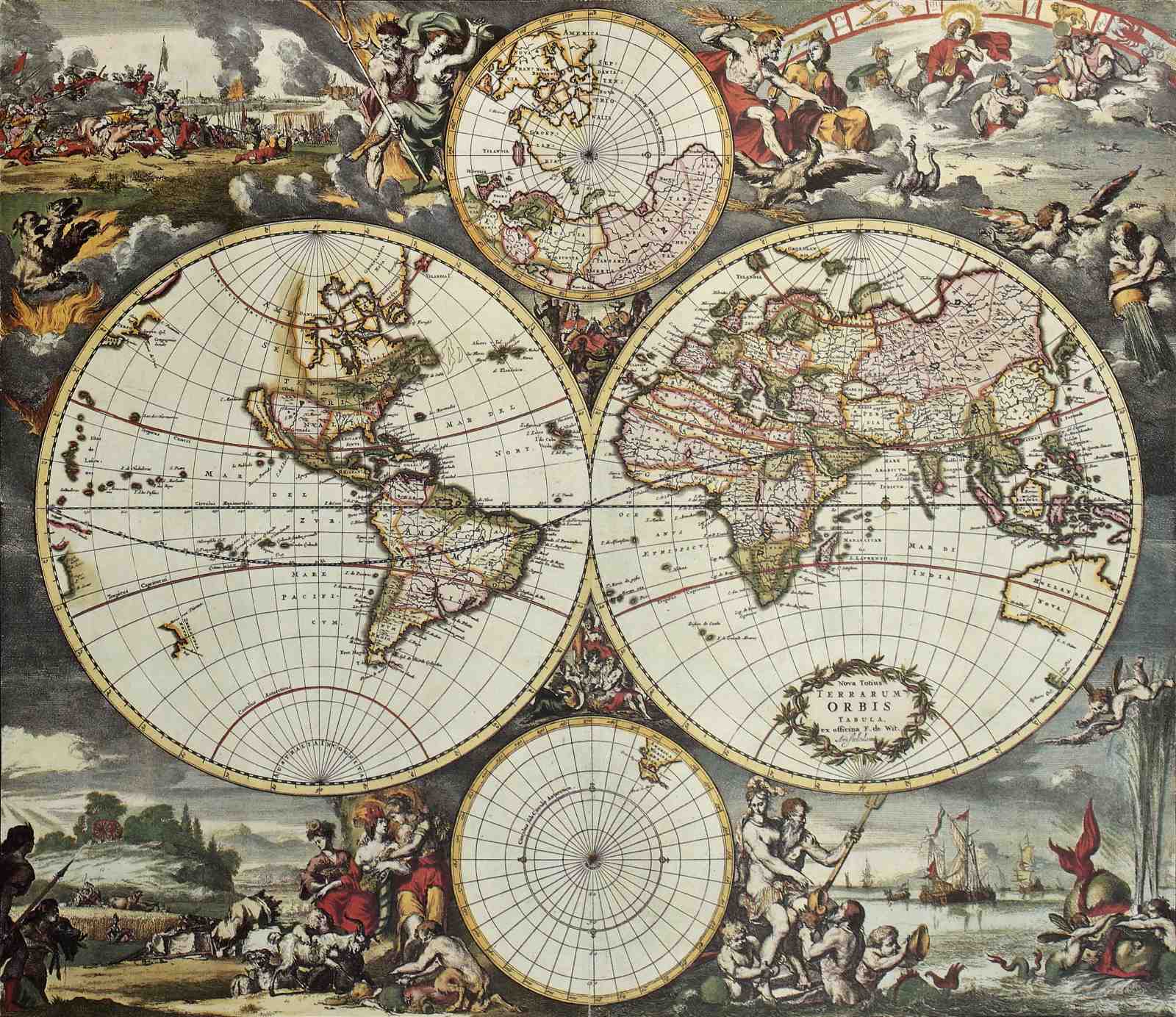 Vintage World Map Historical Wall Art