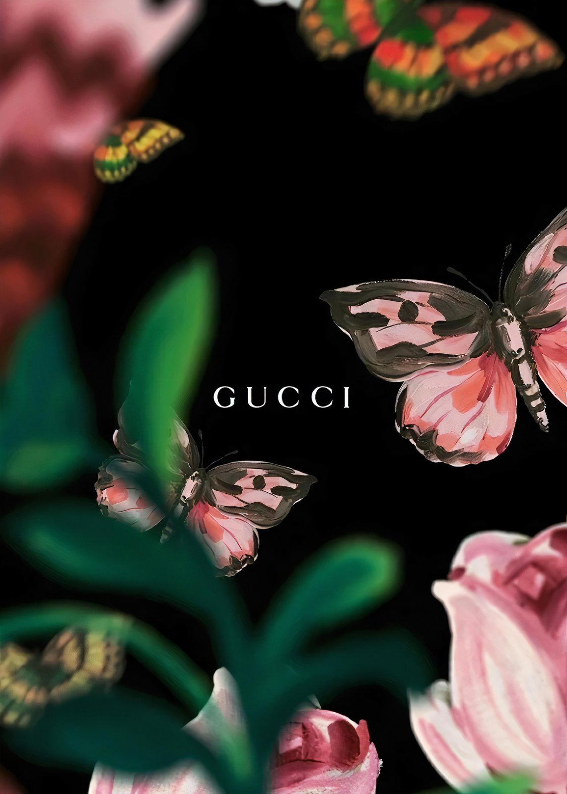 Elegant Butterfly & Floral Gucci Wall Art