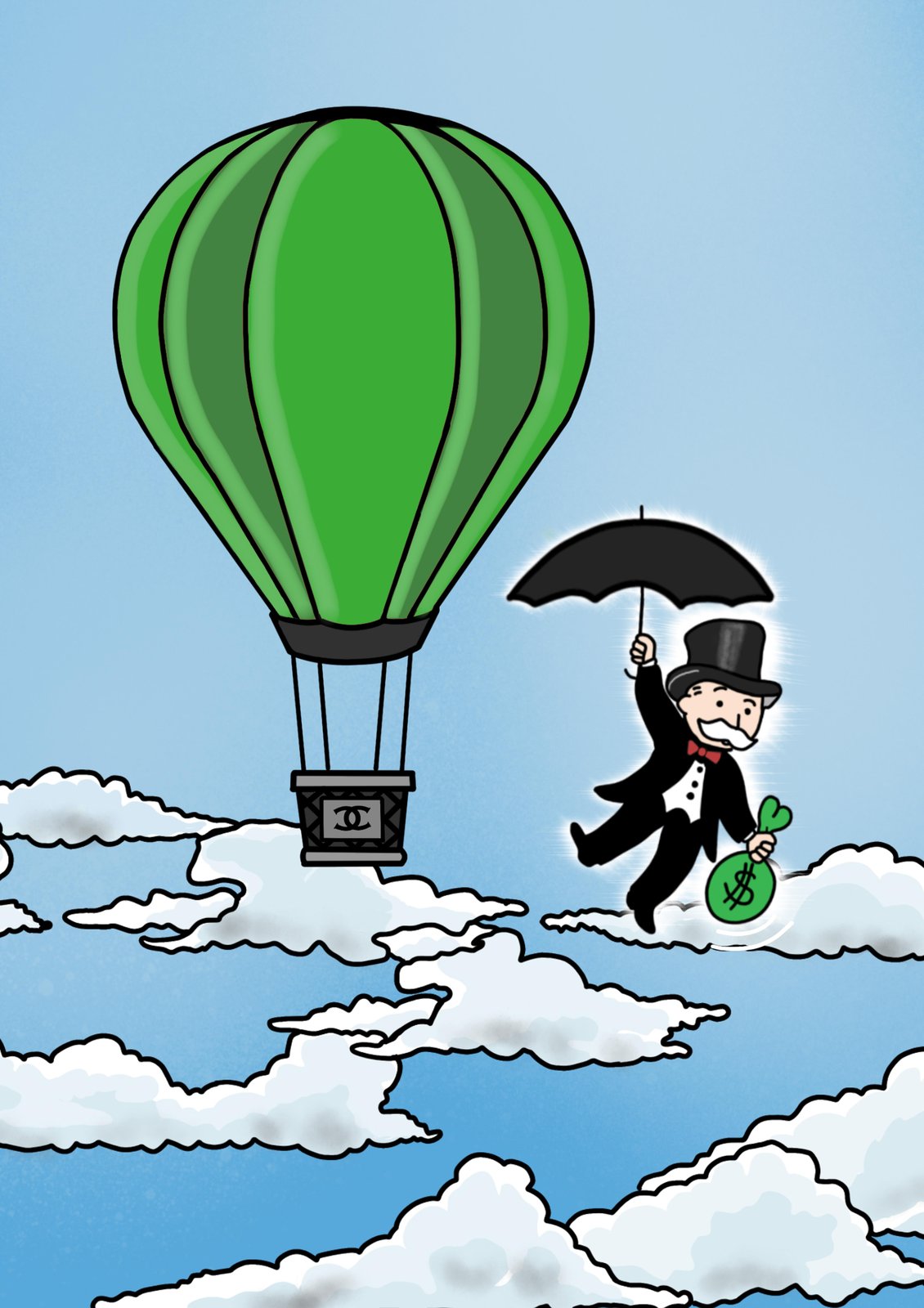 Monopoly Man Hot Air Balloon Wall Art