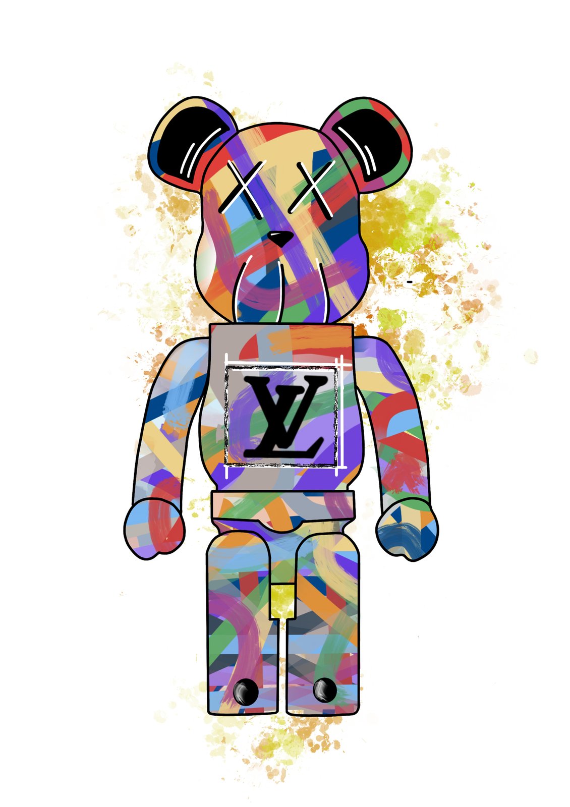 Vibrant Bearbrick KAWS LV Art Wall Art
