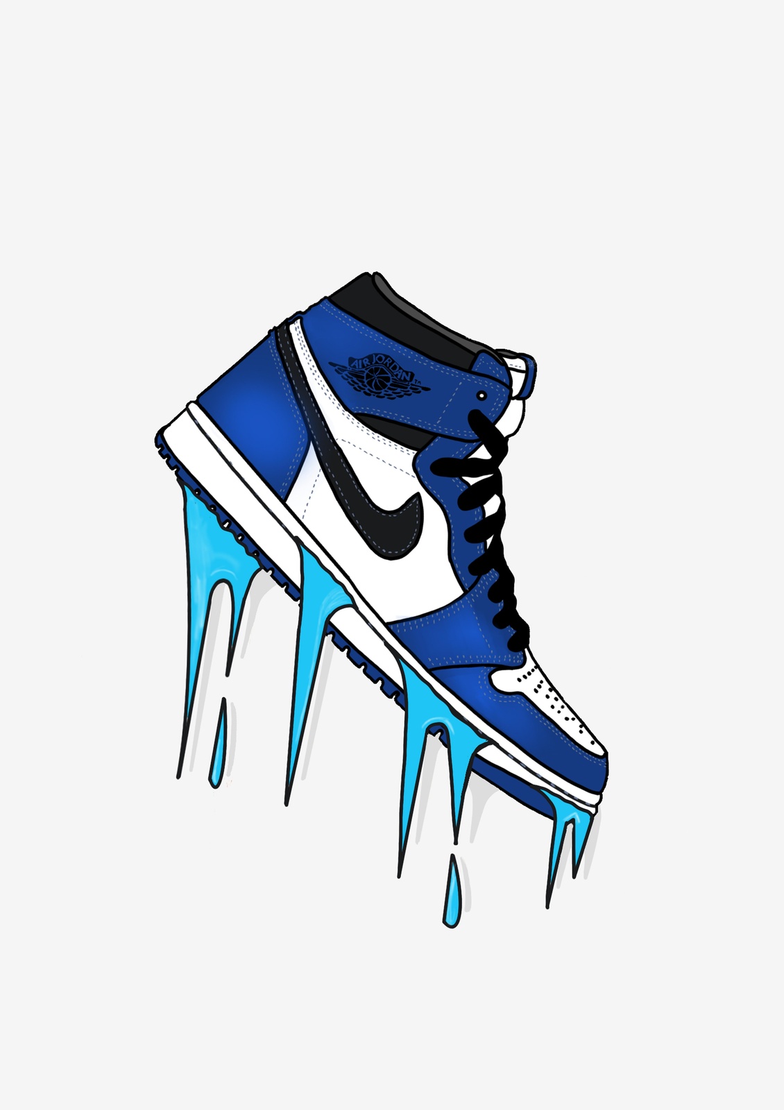 Dripping Blue Sneaker Cool Art Wall Art