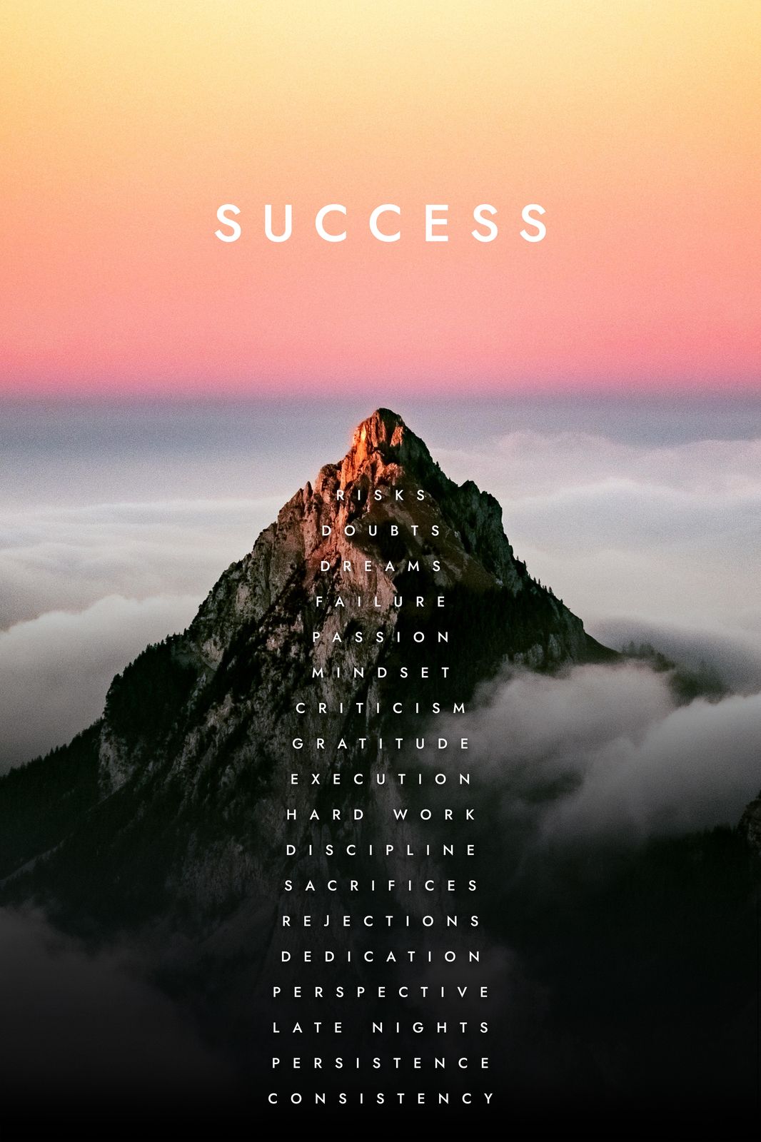 Success Mountain Motivational Wall Art