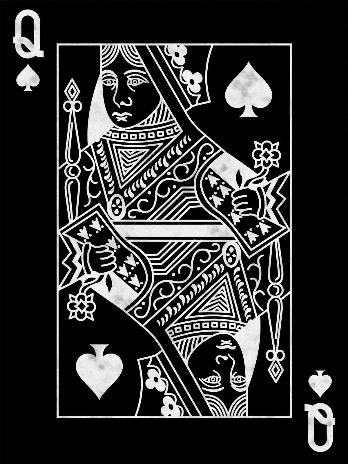 Queen of Spades Black & White Wall Art