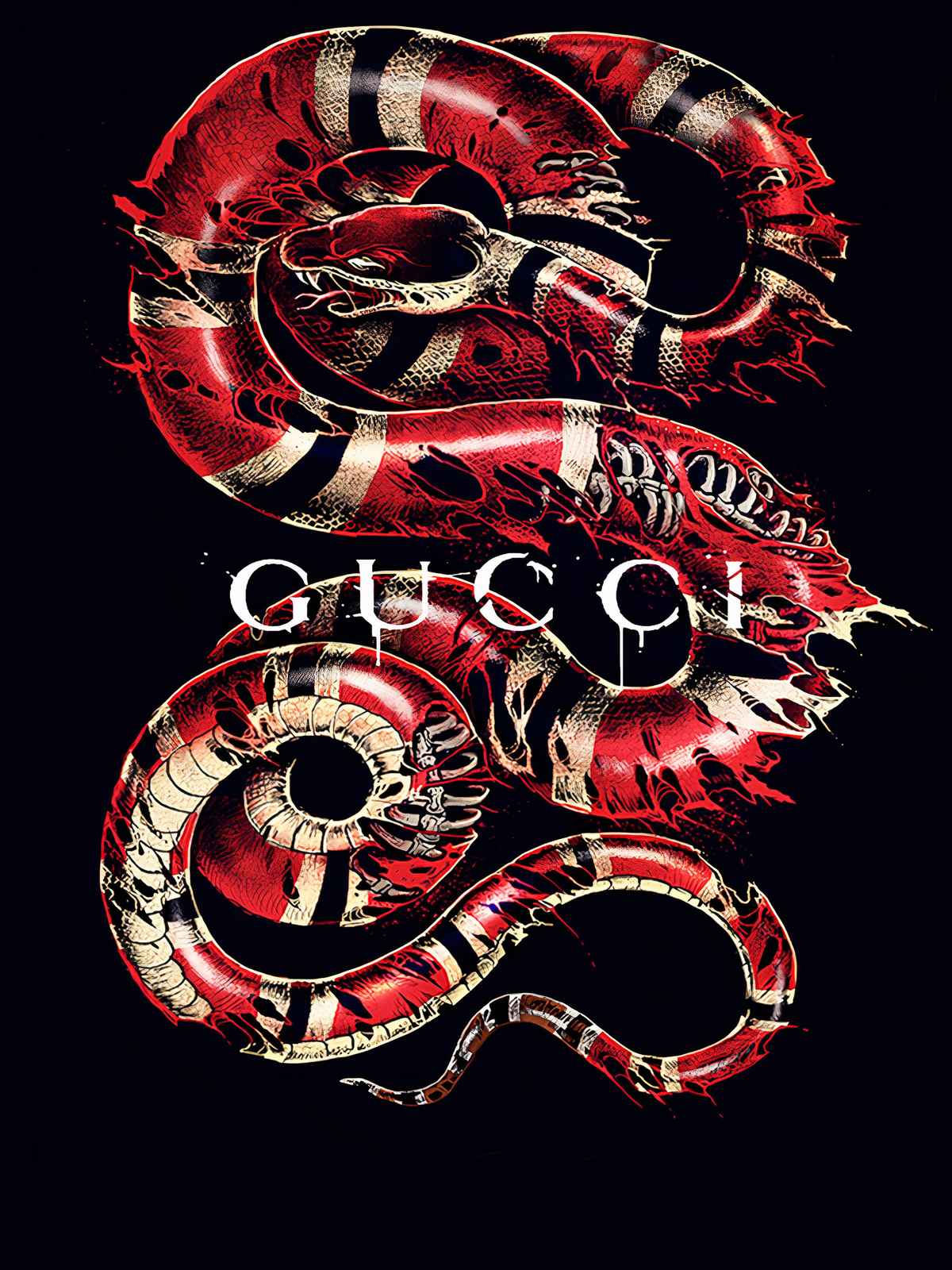 Gucci Snake Red & Gold Wall Art
