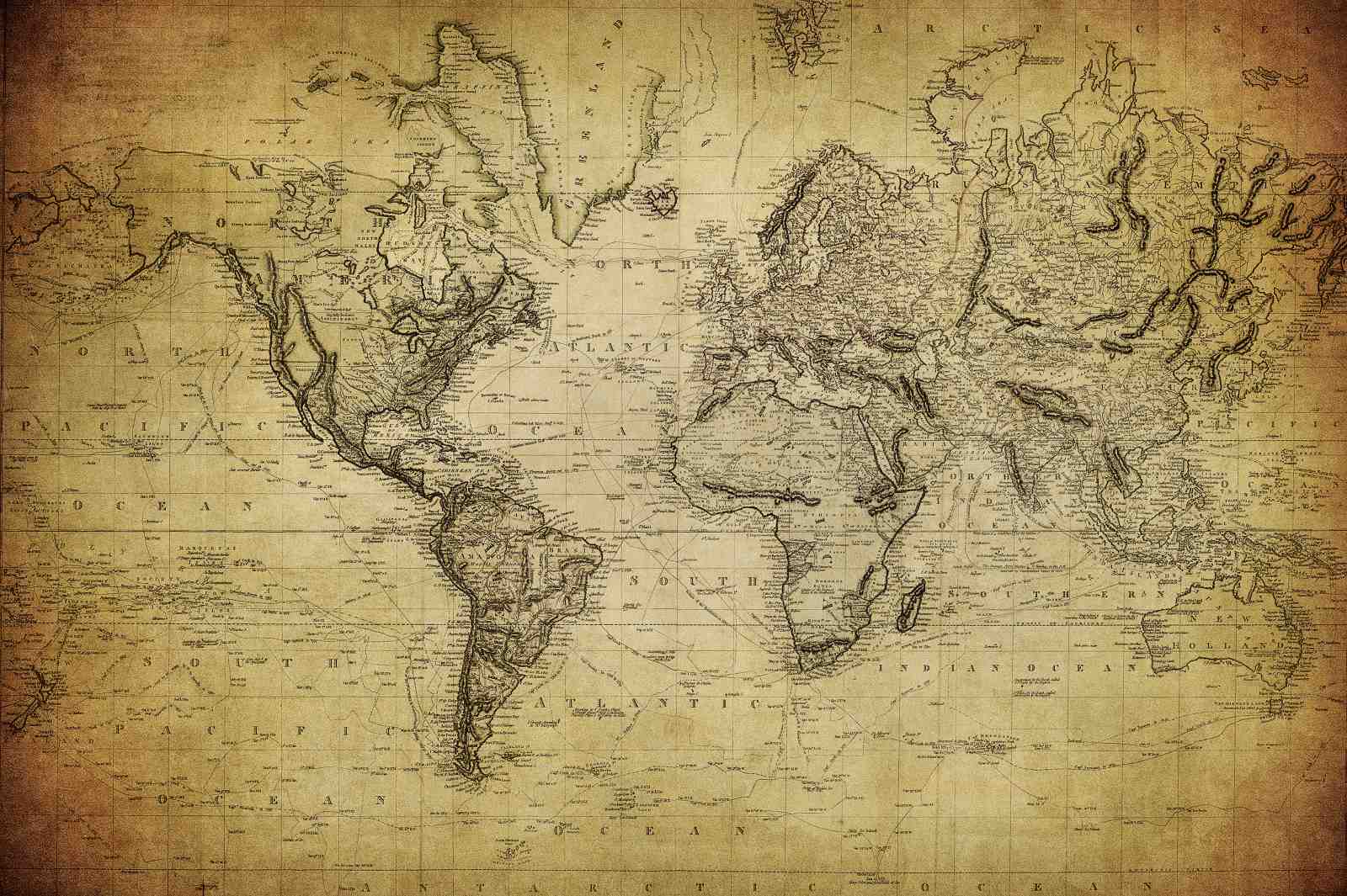 Vintage World Map Explorer Wall Art