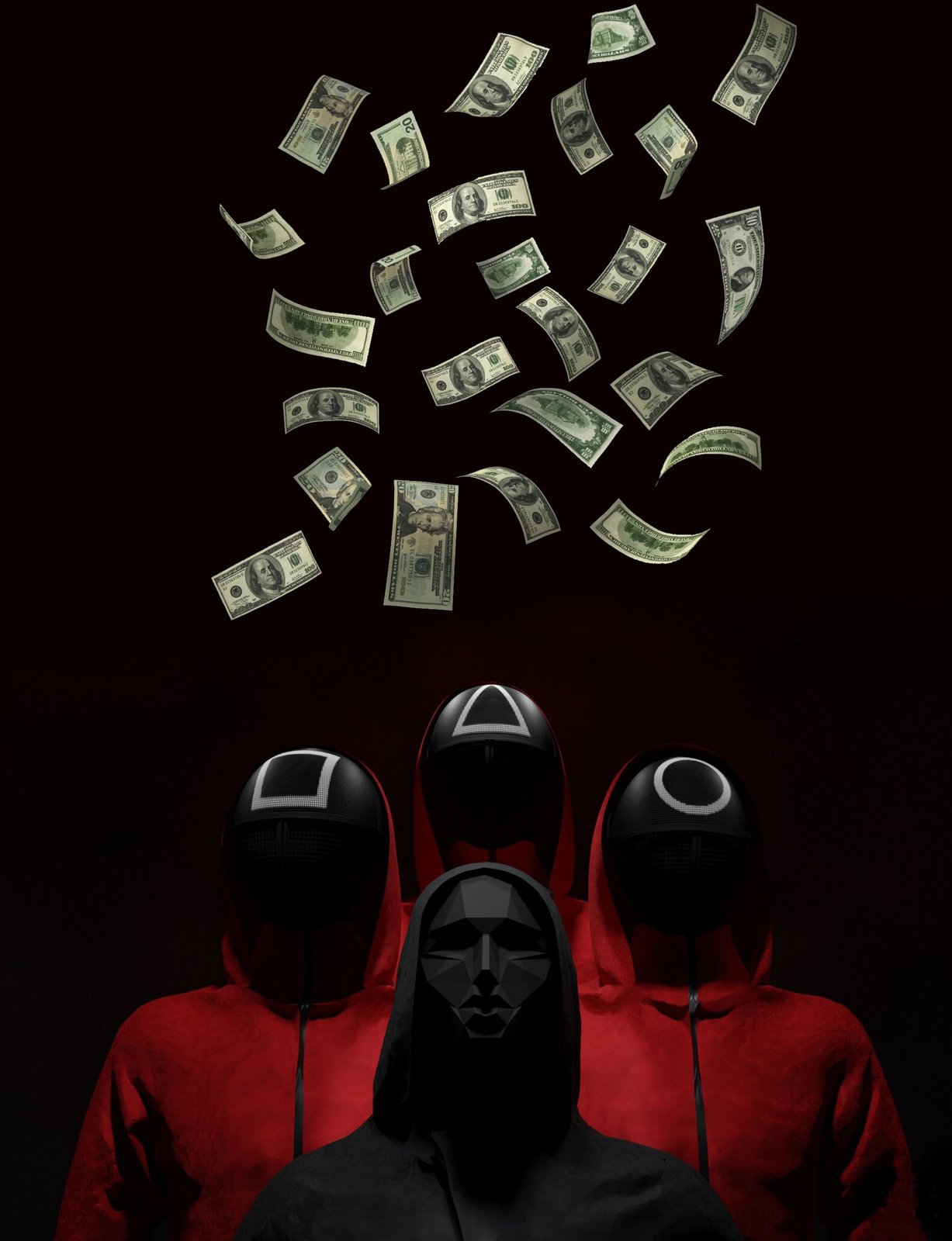 Squid Game Money Rain Wall Art