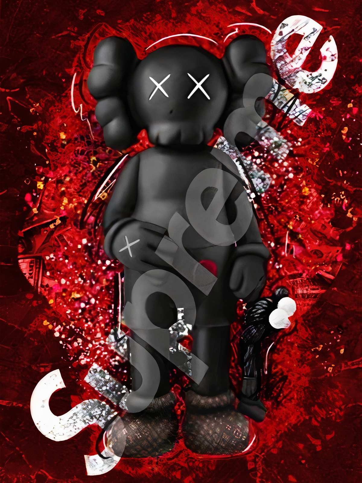Iconic Figure Black & Red Abstract Wall Art