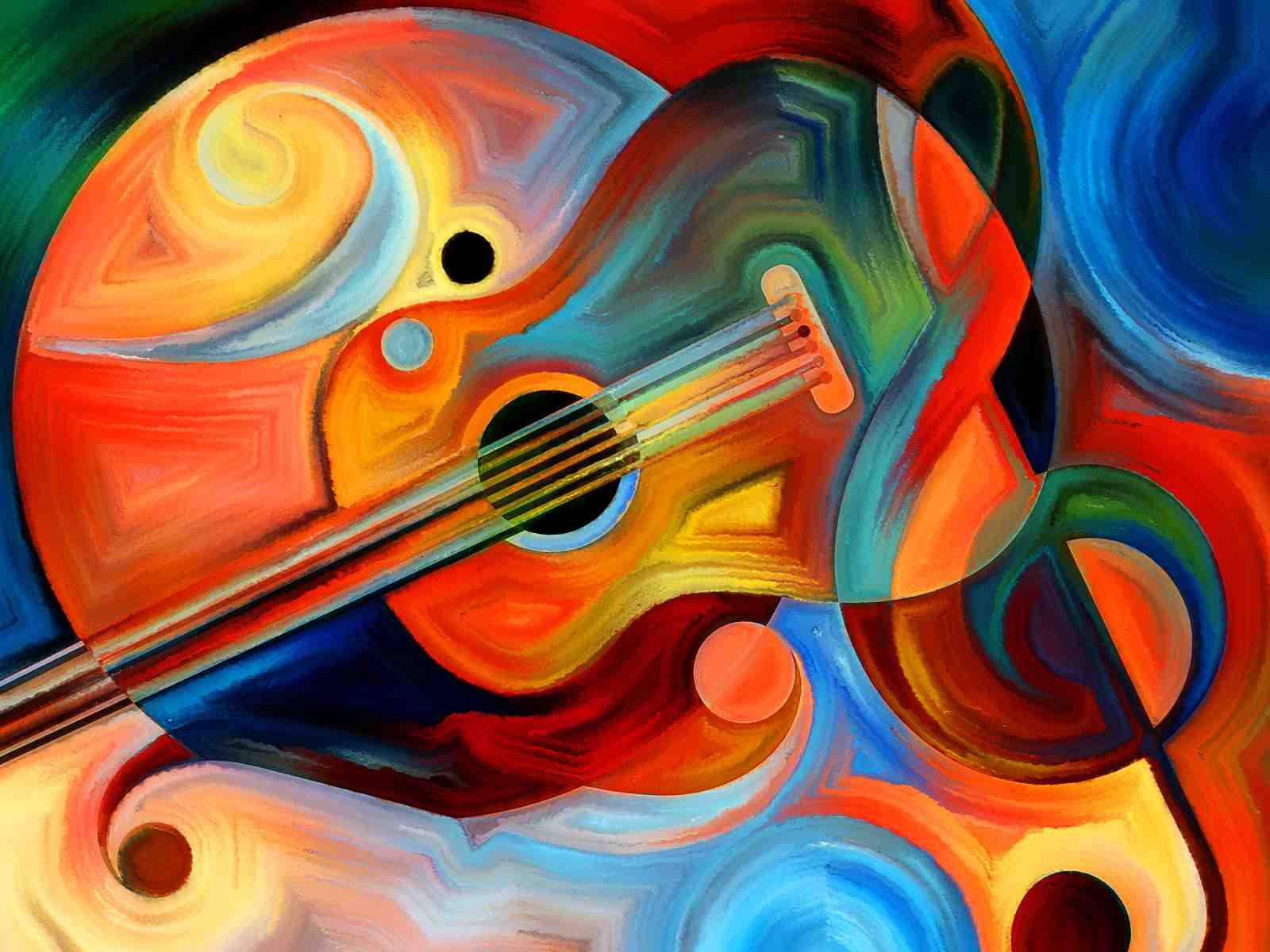 Abstract Guitar Music Vibrance Wall Art