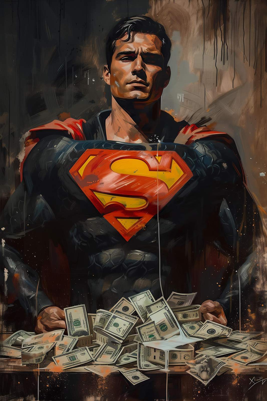 Superman with Money Wall Art