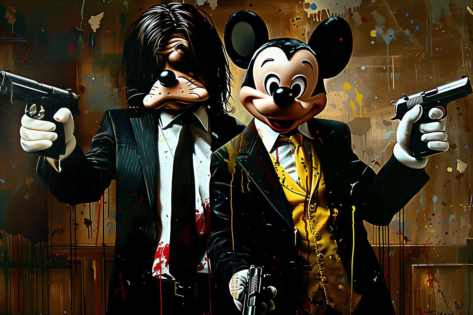 Gangster Mickey & Goofy Wall Art