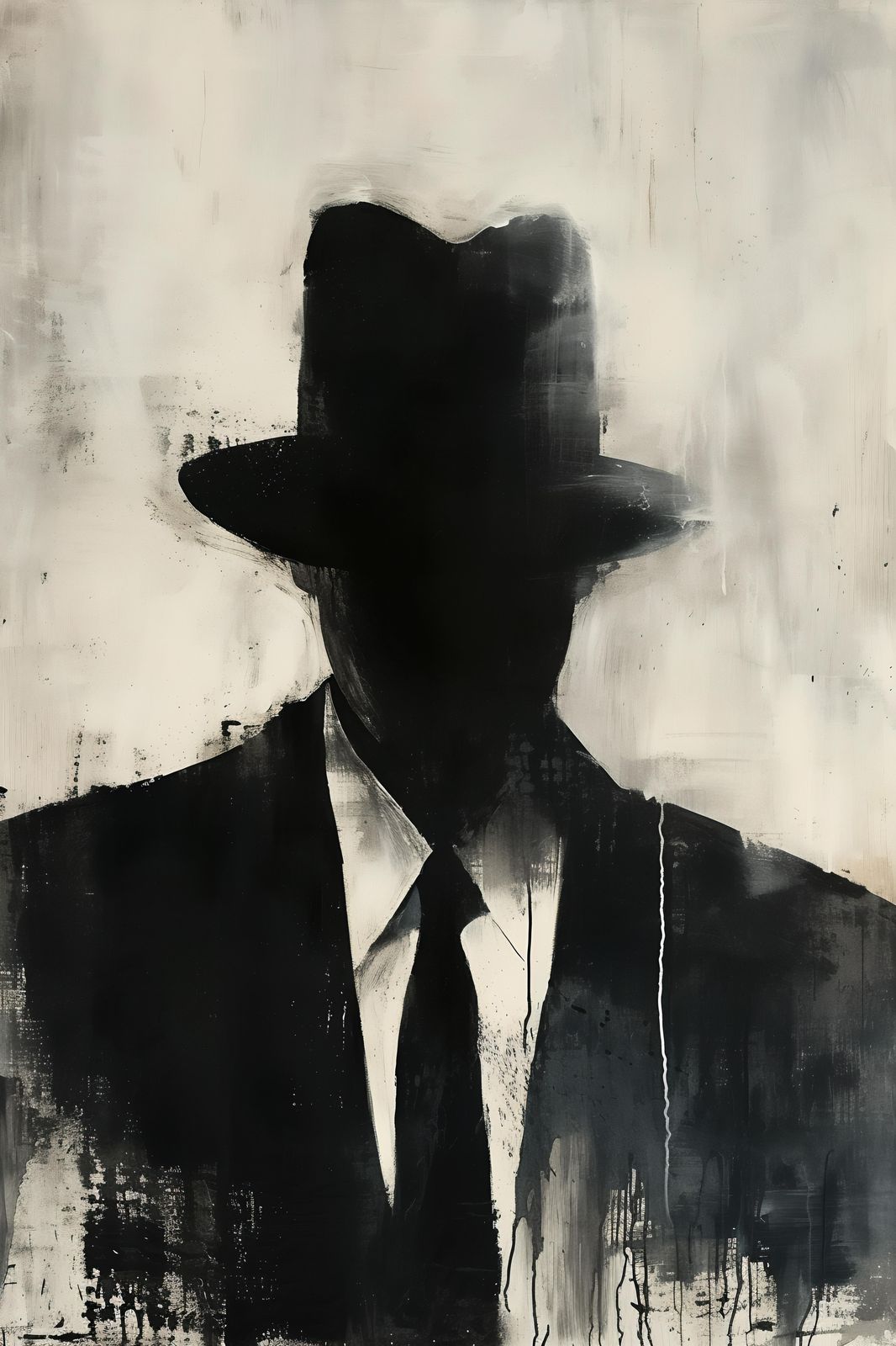 Mysterious Man Abstract Black & White Wall Art