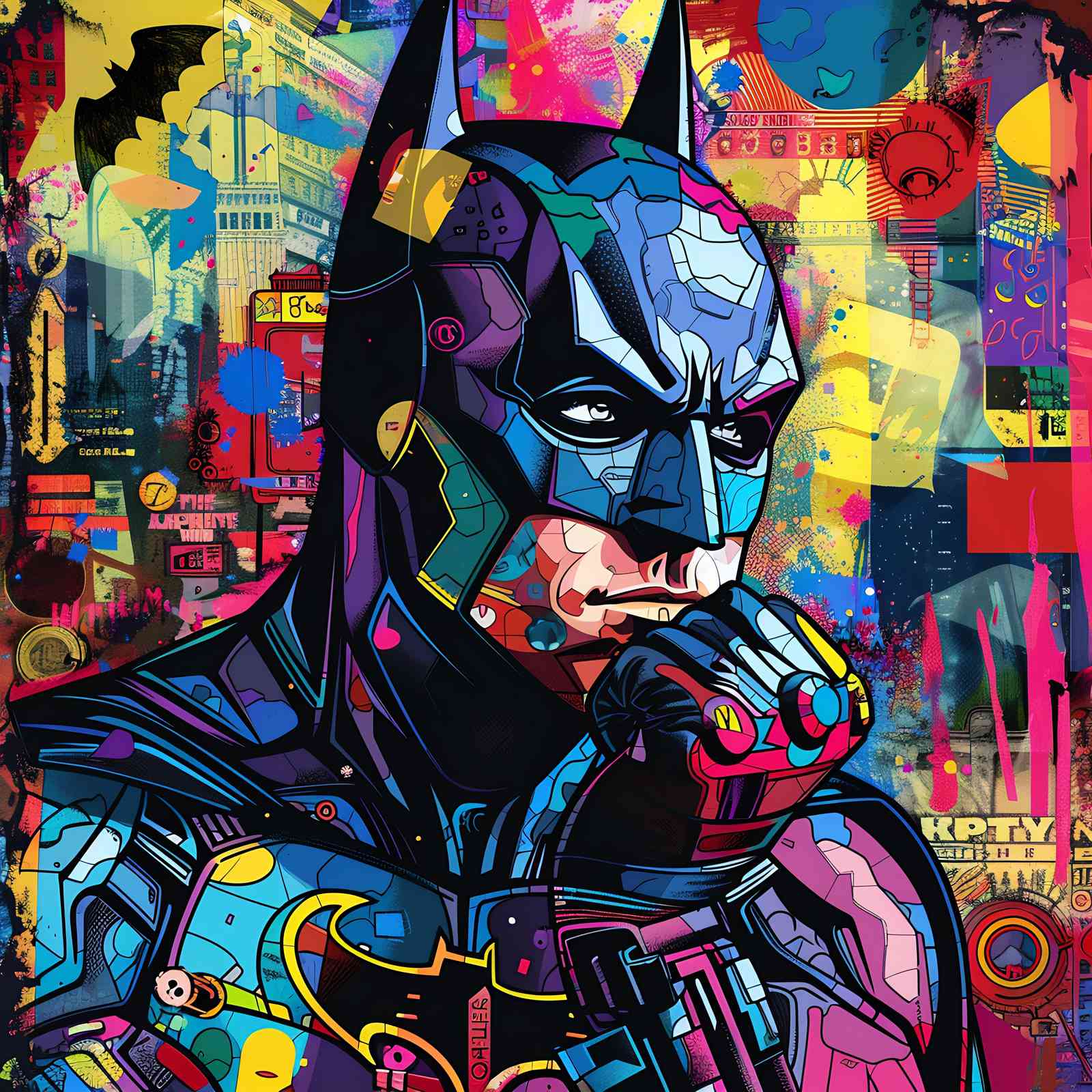 Vibrant Batman Street Art Wall Art