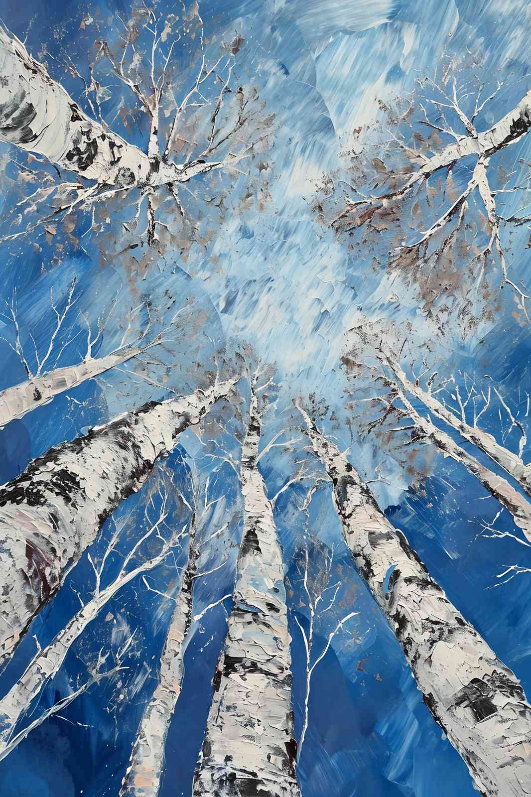 Birch Tree Winter Sky Wall Art