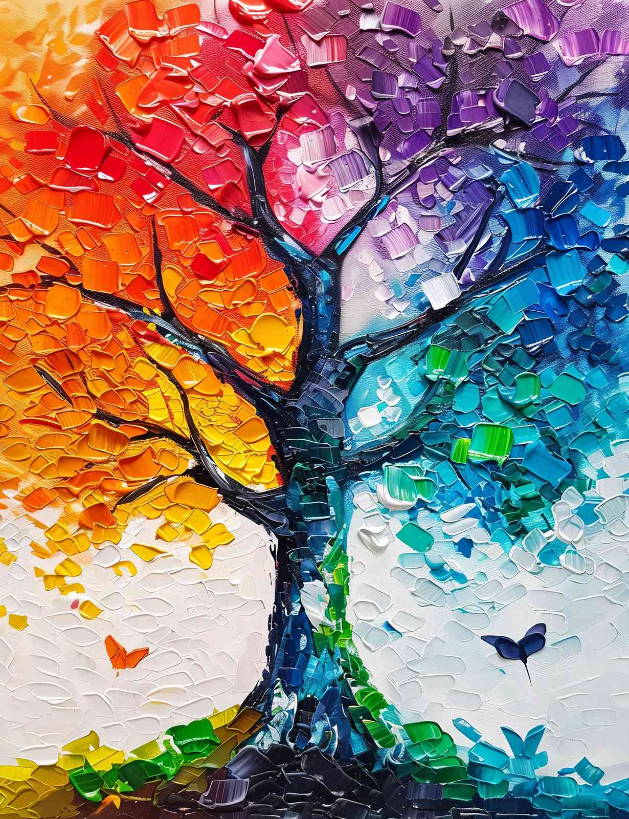 Vibrant Seasons Tree Textured Wall Art