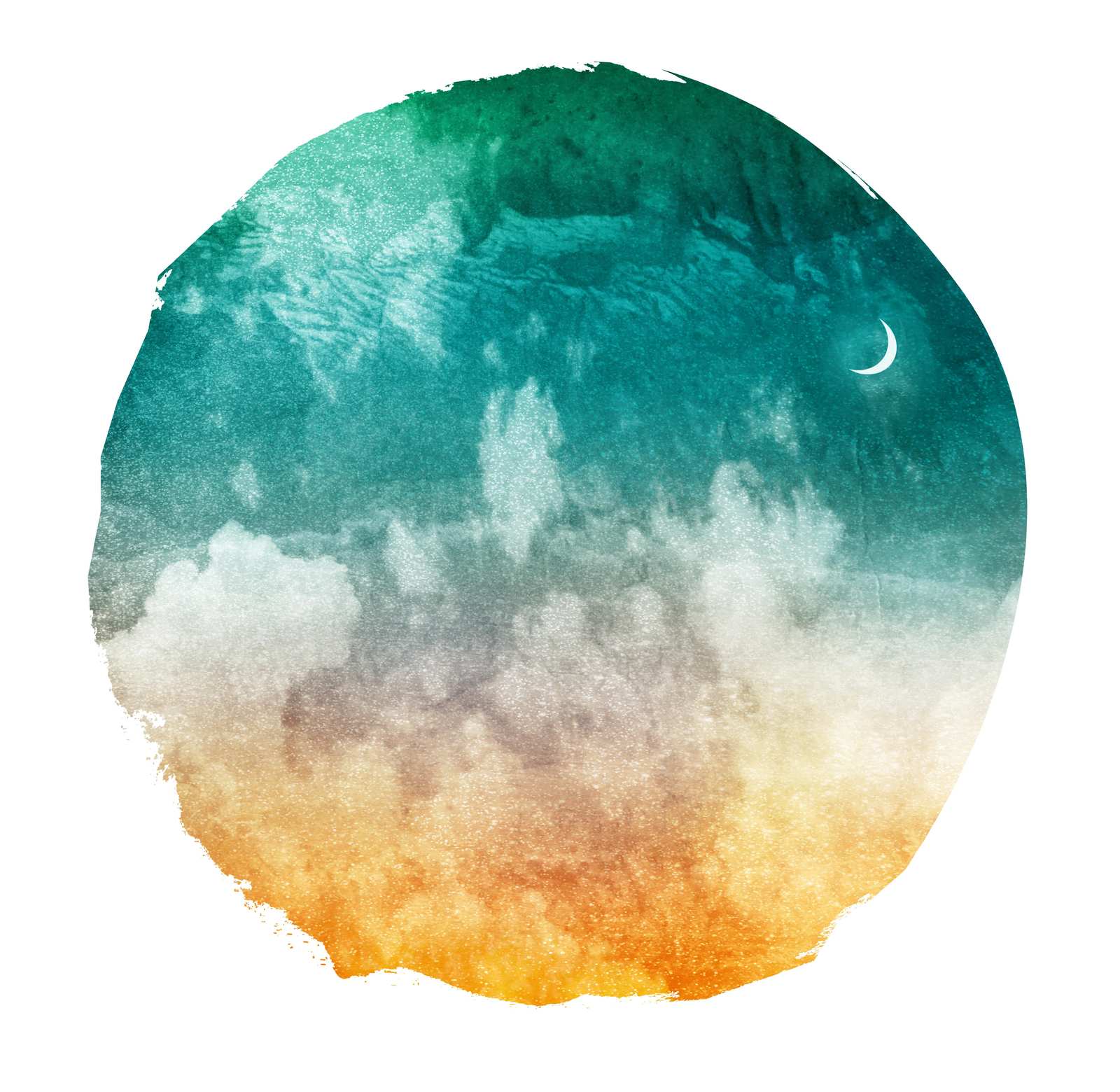 Dreamy Sky & Crescent Moon Watercolor Wall Art