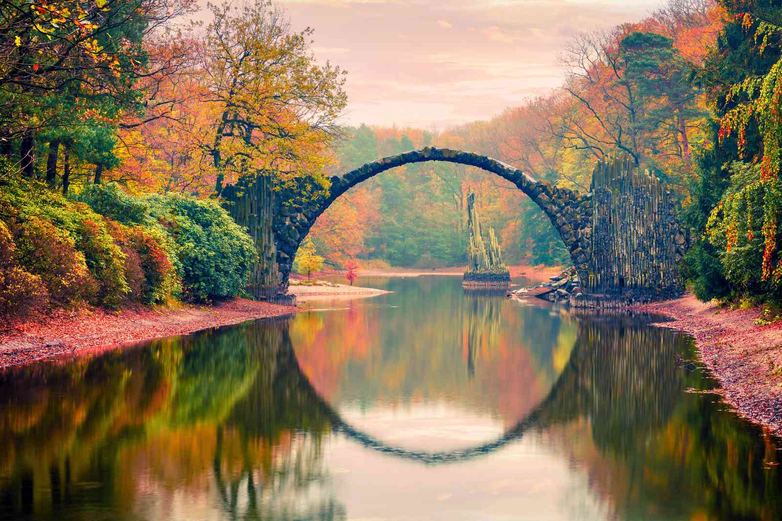 Rakotzbrücke Arch Autumn Landscape Wall Art