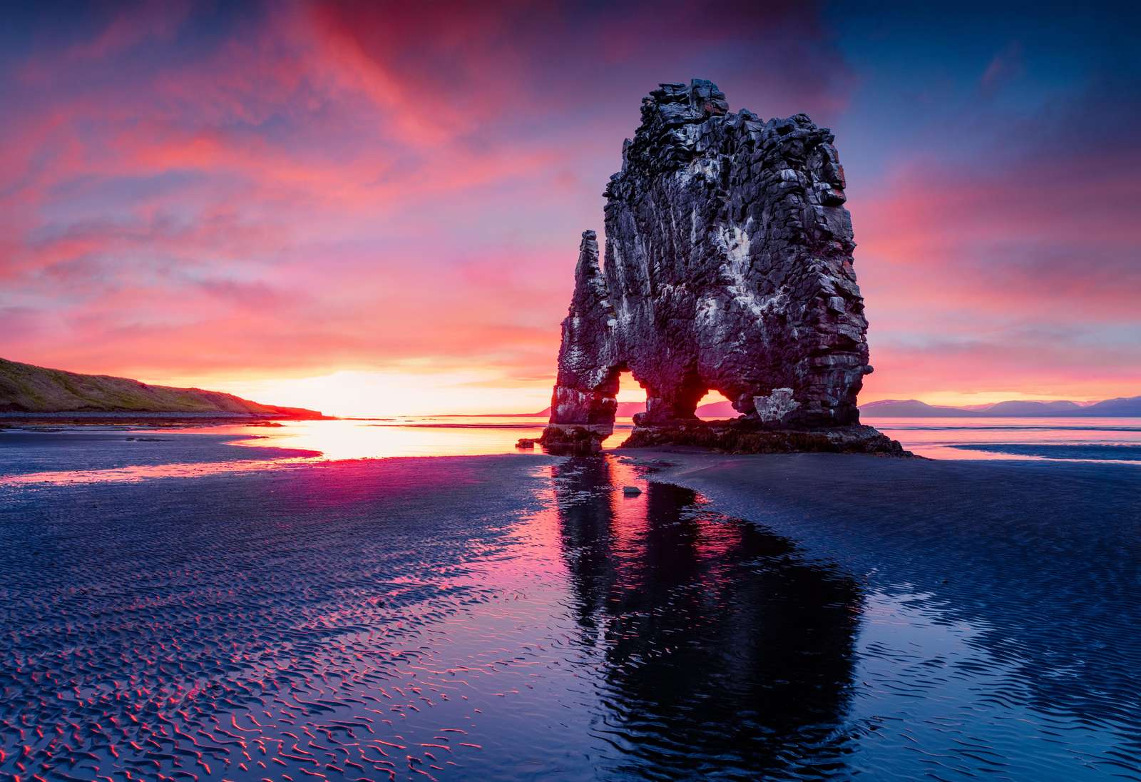 Icelandic Sunset Rock Arch Wall Art