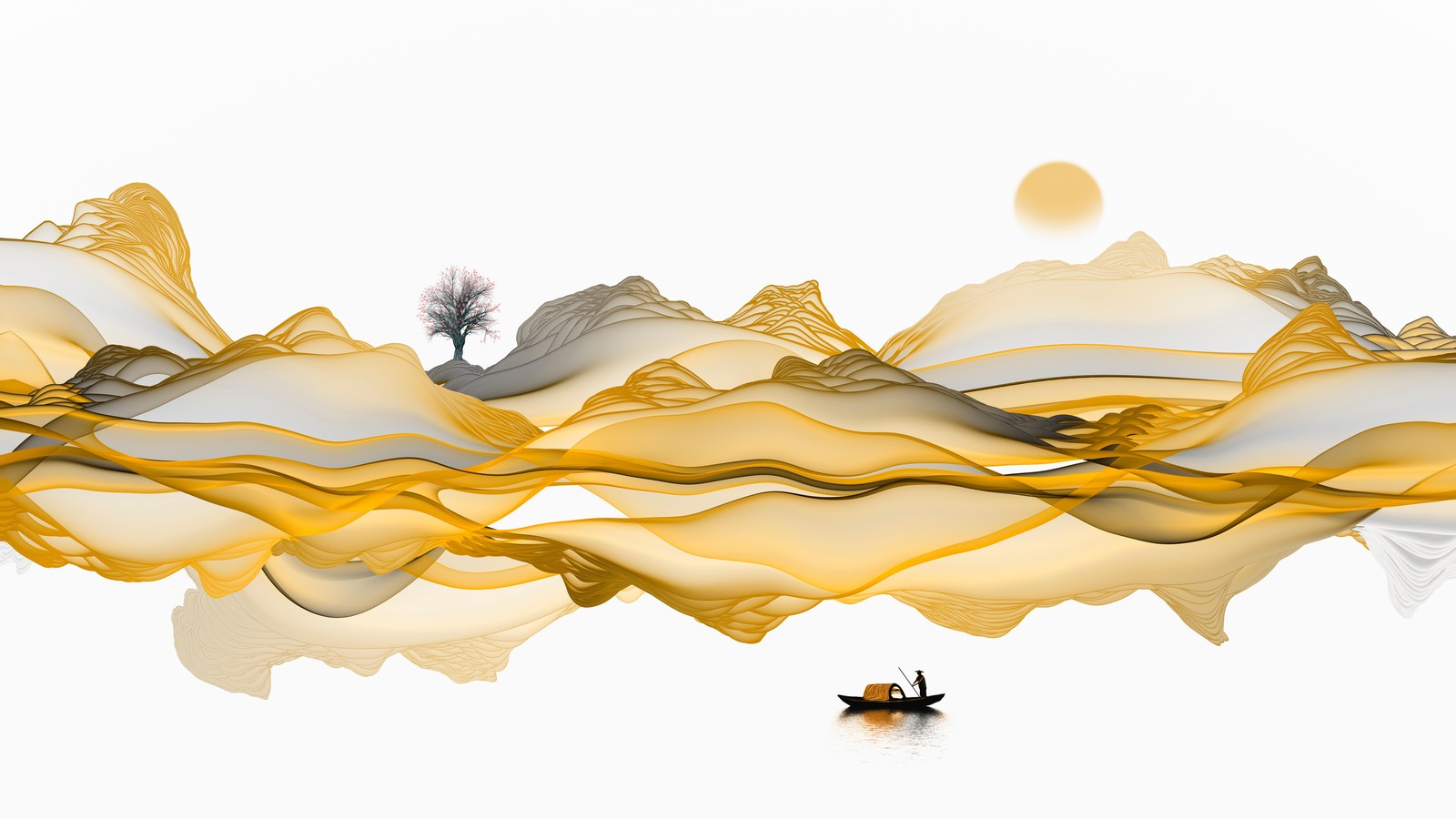 Serene Golden Landscape Wall Art