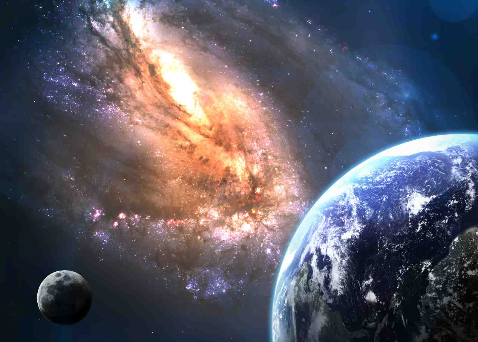 Galactic Nebula Earth & Moon Wall Art