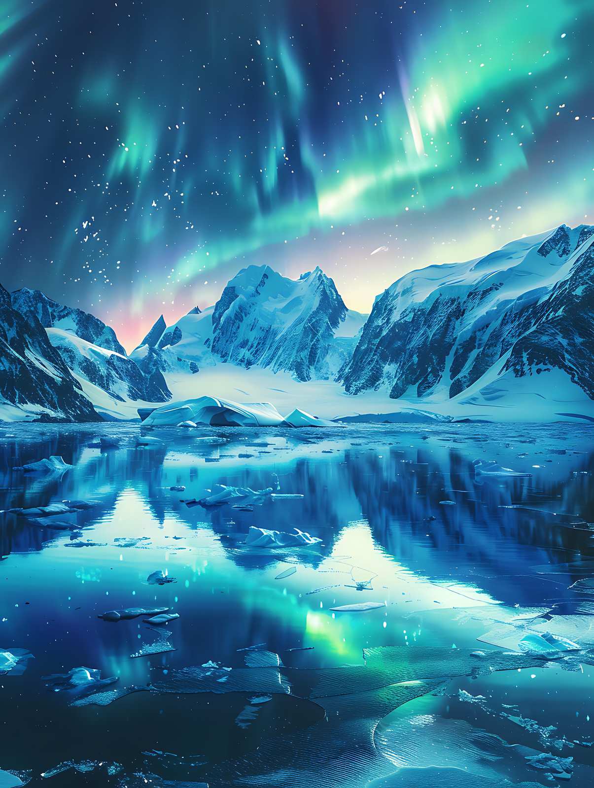 Majestic Aurora Over Arctic Peaks Wall Art