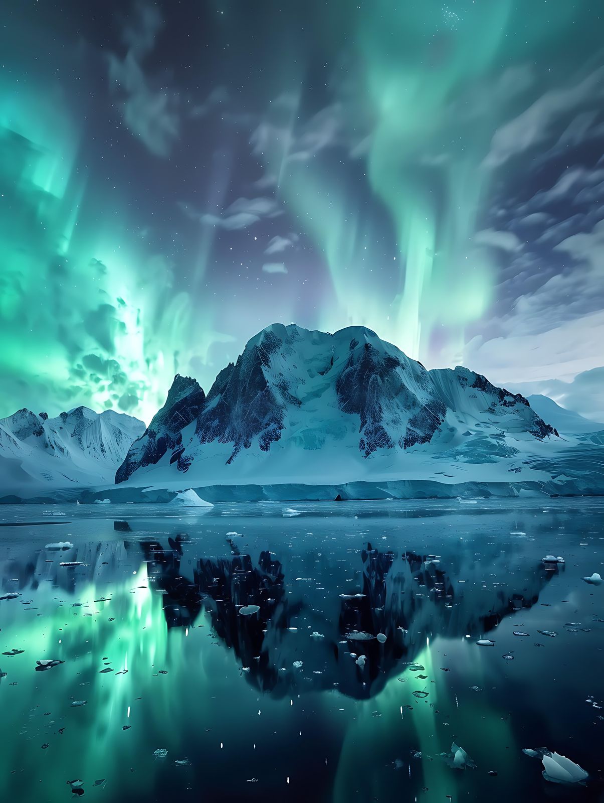 Aurora Borealis Mountain Landscape Wall Art