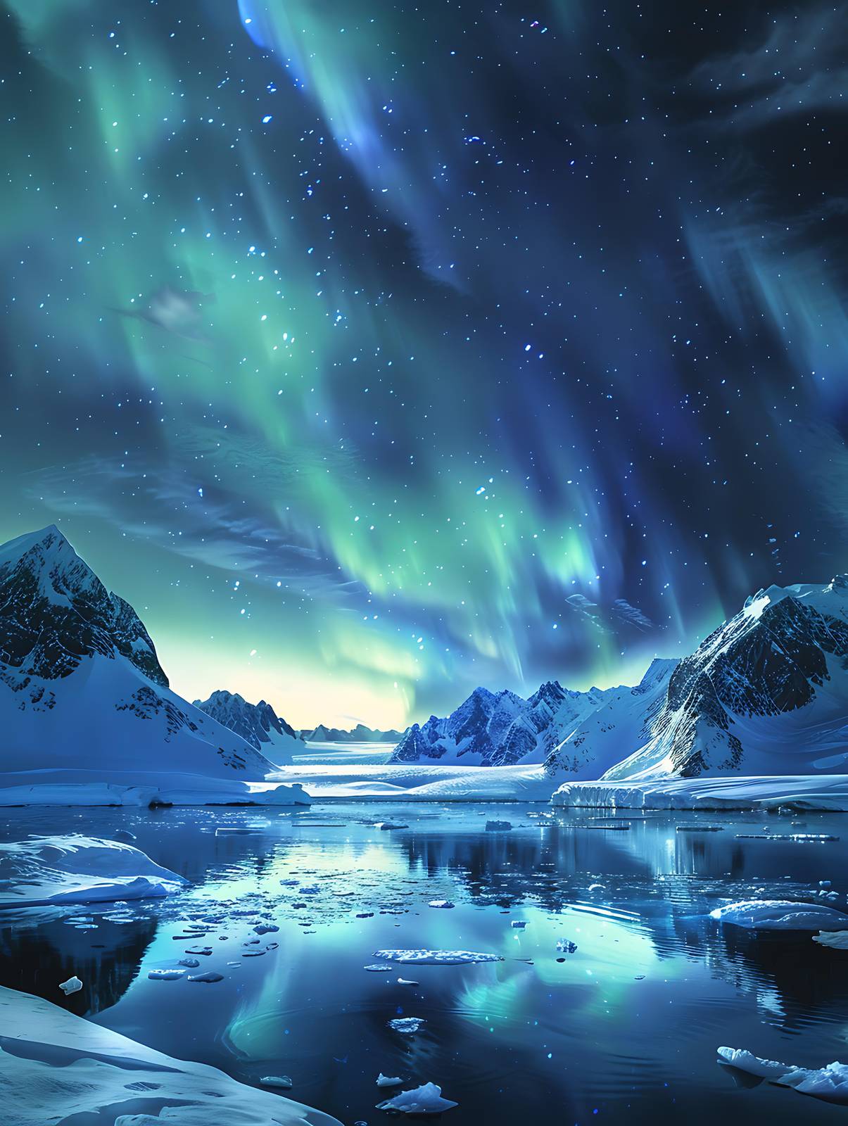 Aurora Borealis Glacier Lake Wall Art