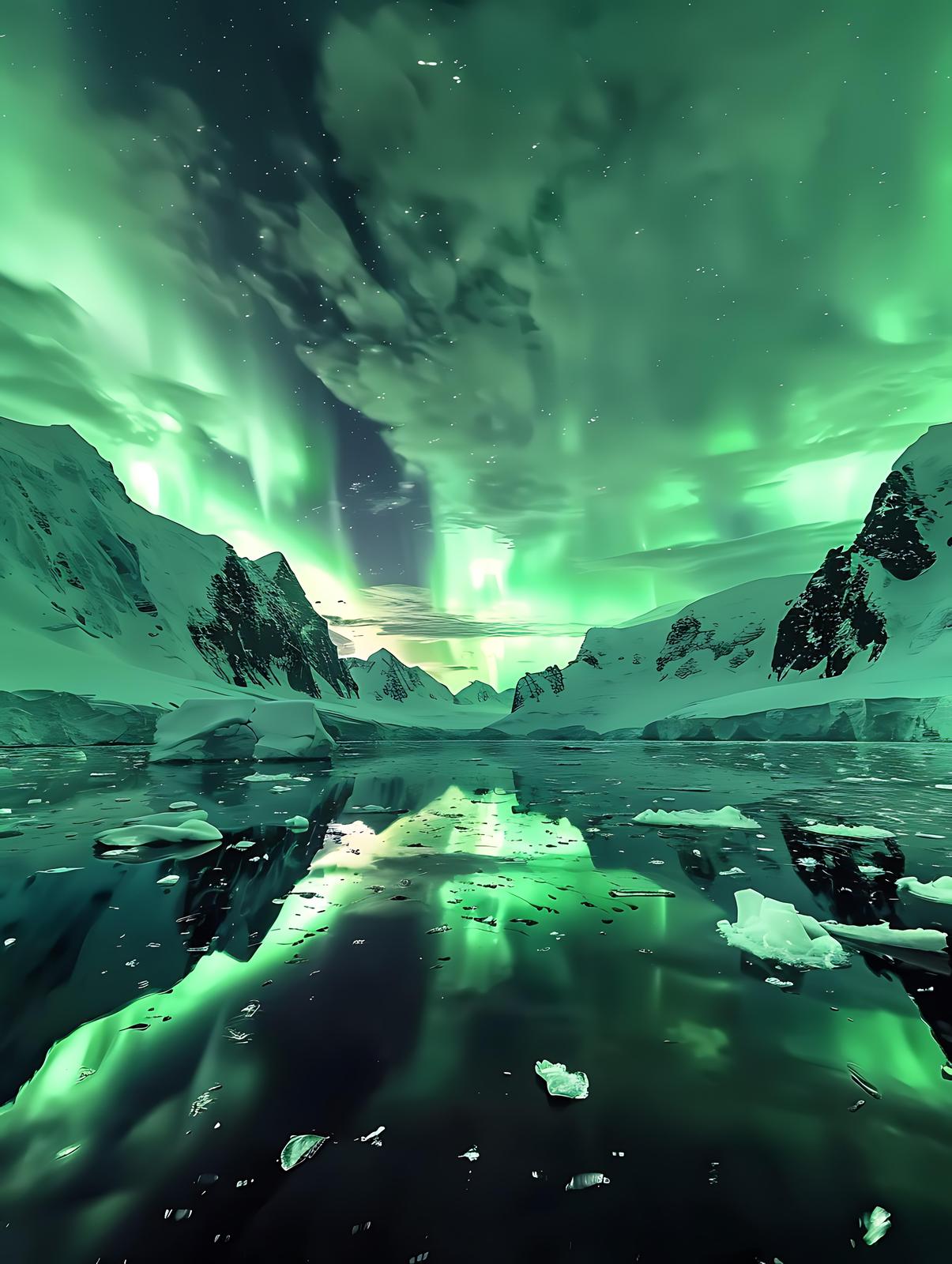 Aurora Borealis Ice Landscape Wall Art