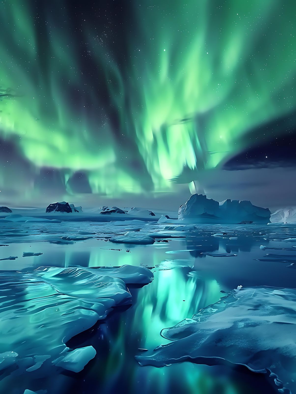 Aurora Borealis Ice Landscape Wall Art