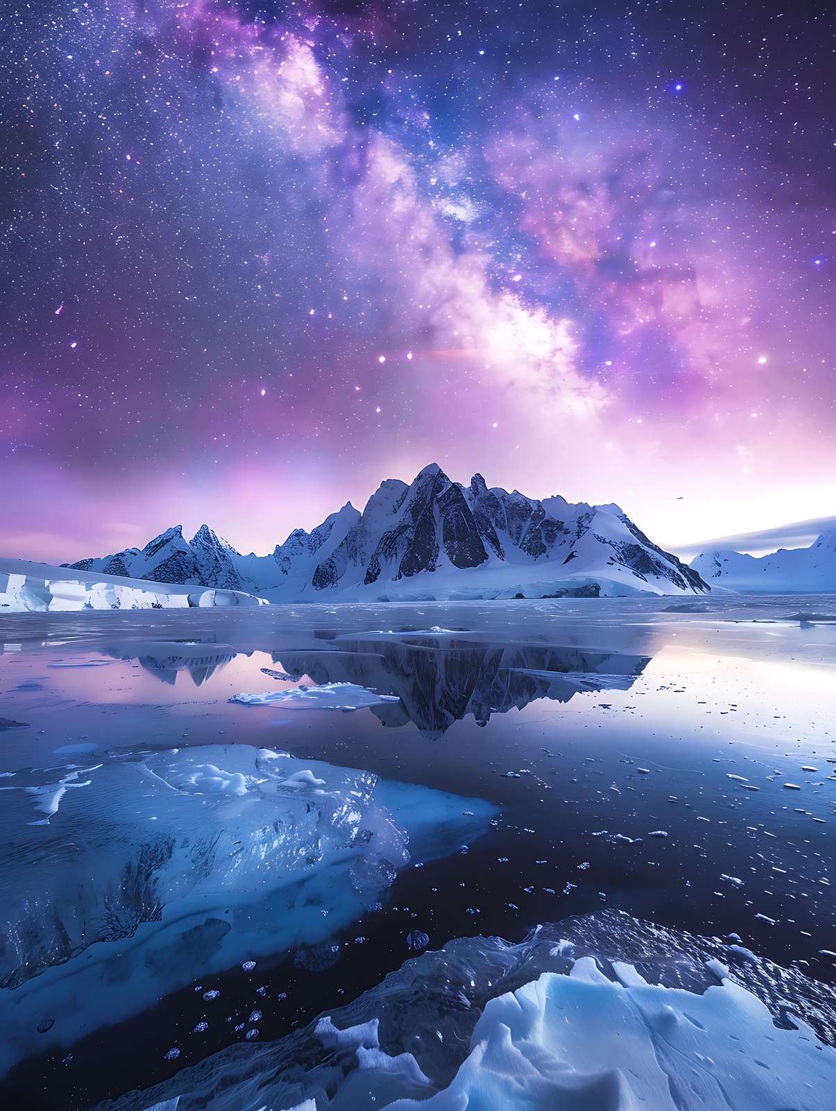 Cosmic Aurora Mountains Wall Art